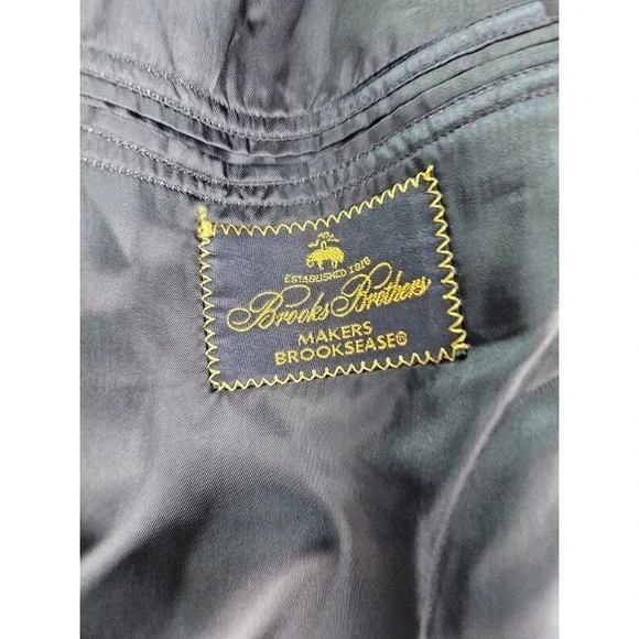 Brooks Brothers Suit Jacket 46 R Blue Wool Striped Brooksease Makers Luxury USA